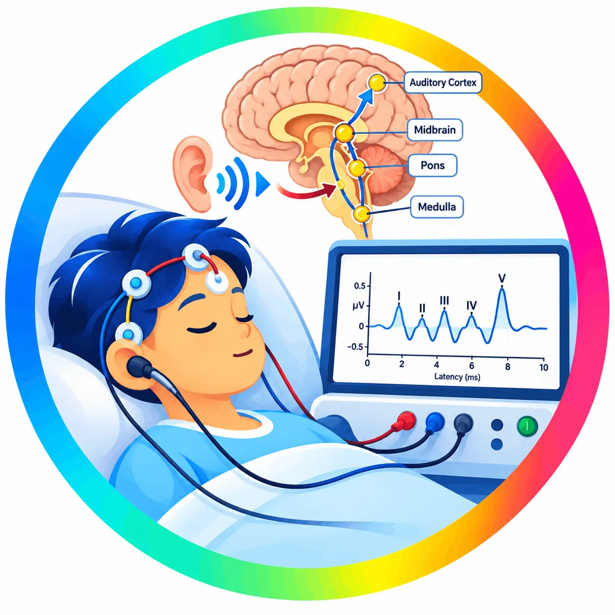 BERA hearing test illustration for EarHearIndia in Greater Noida