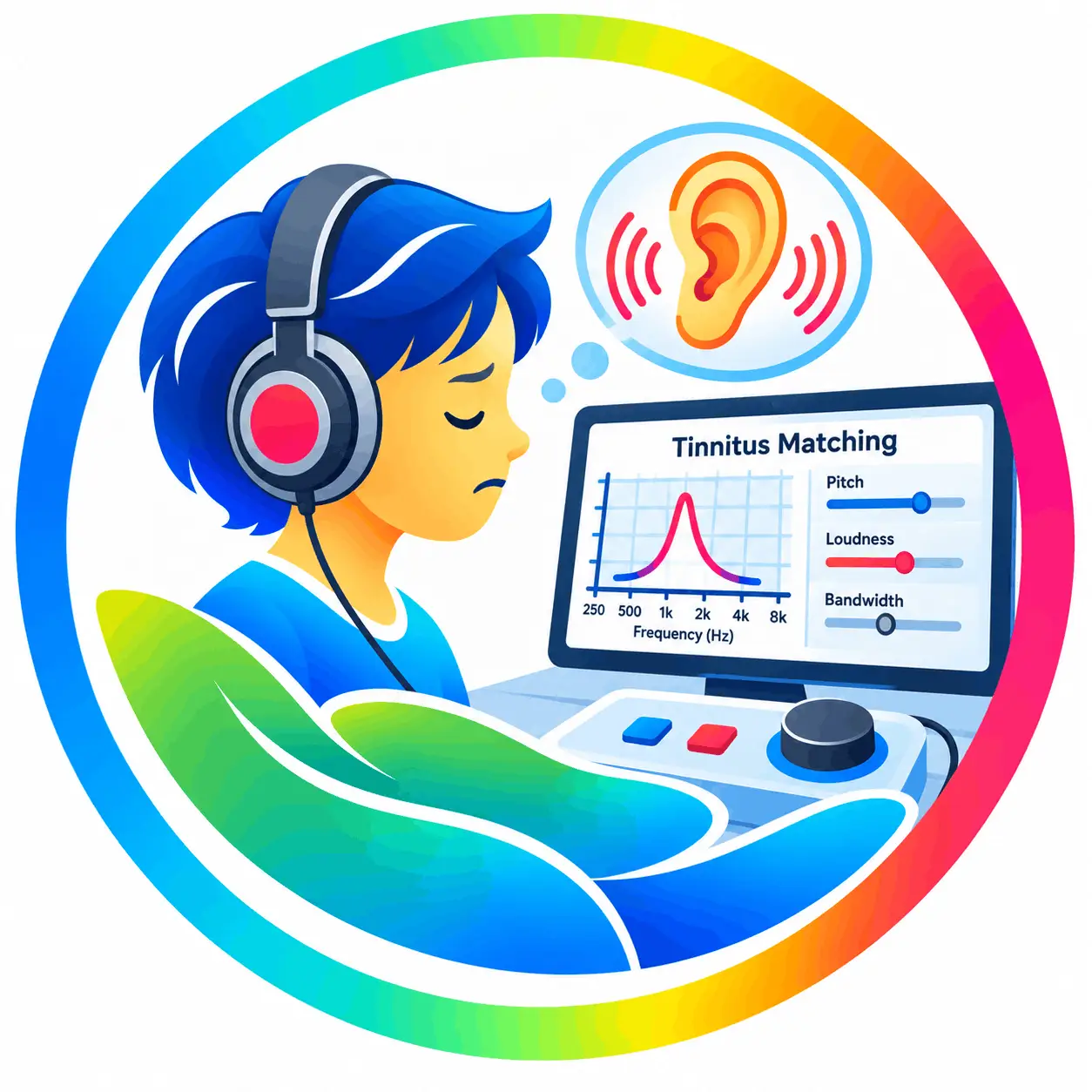 Tinnitus matching test illustration for EarHearIndia in Greater Noida