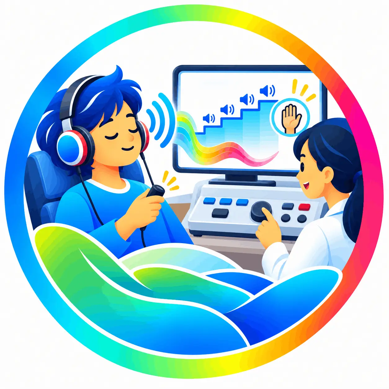 Hearing threshold test illustration for EarHearIndia Hearing & Speech Clinic